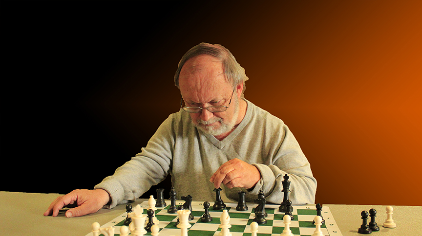 JOHN DE VRIES - PRESIDENT OF THE WACO CHESS CLUB - PHOTO AND GRAPHICS BY JIM HOLLINGSWORTH