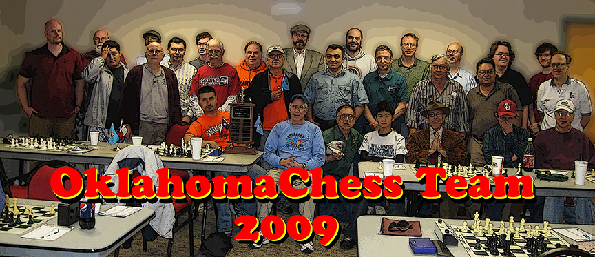 2009 OKLAHOMA CHESS TEAM - NORTHERN CONFERENCE CHAMPIONS - PHOTO COURTESY FRANK BERRY ARCHIVES - GRAHICS BY JIM HOLLINGSWORTH