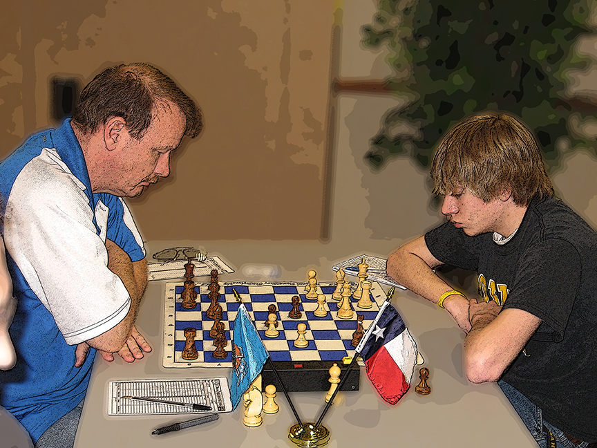 CHESS EXERT TOM NICHOLS AND GLENN BAUMANN - PHOTO COURTESY OF FRANK BERRY ARCHIVES - GRAPHICS BY JIM HOLLINGSWORTH
